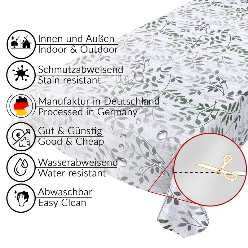 Anro Washable Oilcloth, Wax Tablecloth, Marble Grey