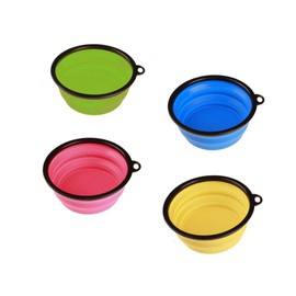 eVendis Set of 4 Foldable Portable Retractable Collapsible Water Bowl Transport Accessories Toiletry Camping Basin Bowl Fruit Bowl Dish Dog Cat Water Bottle