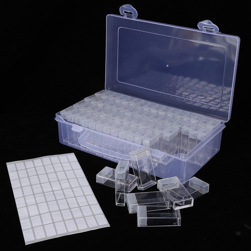 64 Gird Diamond Painting Container Clear Plastic Cross Stitch Hand‑Made
