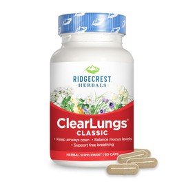RidgeCrest Herbals RidgeCrest Herbals ClearLungs Classic, Natural Lung and Nasal Daily Health Supplement for Bronchial, Respiratory, Immune, Sinus, and Mucus Wellness Support, Herbal Formula (60 Caps, 30 Serv)