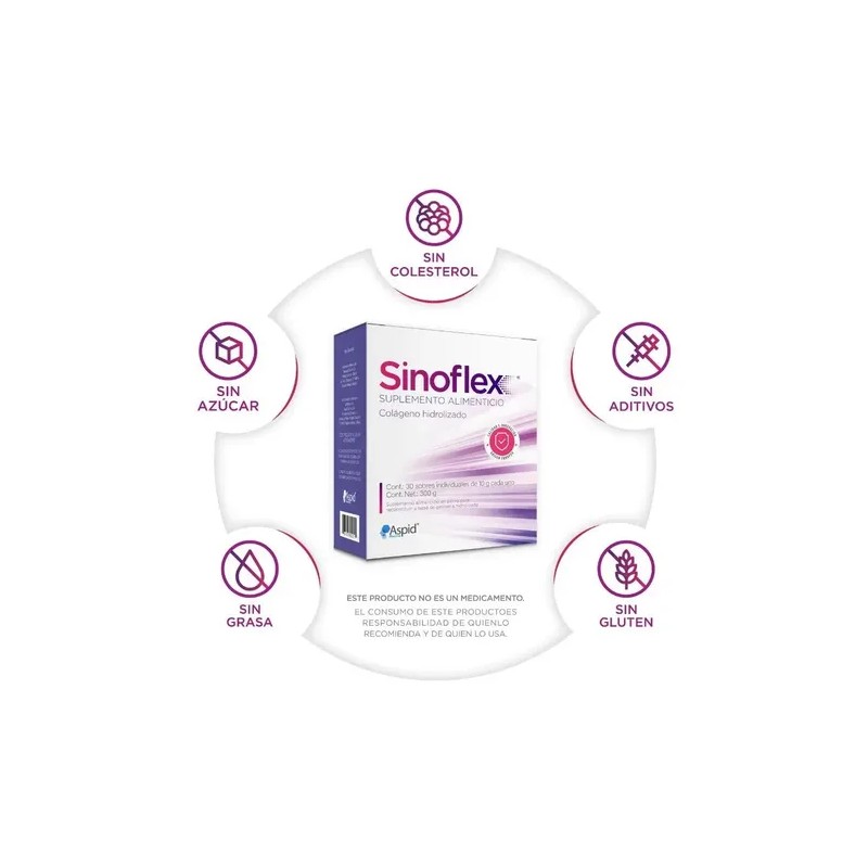 Kit 3 Pzs Sinoflex, Colágeno Hidrolizado Con 90 Sobres