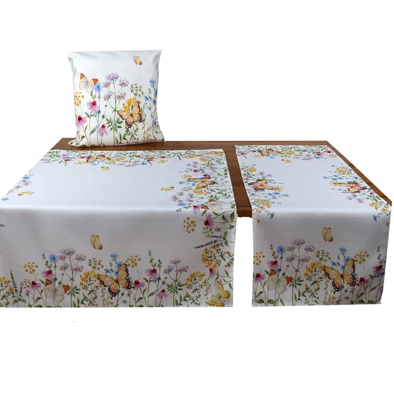 Tablecloth Table Runner Cushion Cover Spring Summer White Printed with