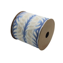3.8 Yards Spool 3.9" Width Cream & Blue Leaf Drapery Trim Jacquard Ribbon for Your Drapes Curtains Drapery Banding Trim Tape V4 214