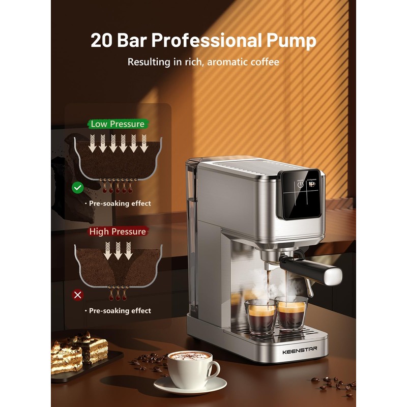 KEENSTAR 20Bar Espresso Machine with Rapid Cold Brew, Hot &
