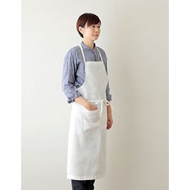 fog linen work Linen Full Apron White (19) 《LKA004-19》