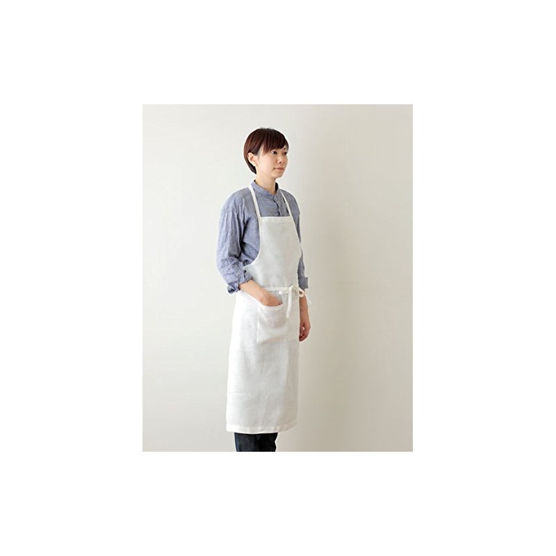 fog linen work Linen Full Apron White (19) 《LKA004-19》