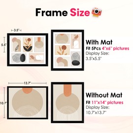 FIXSMITH 11x14 Picture Frames Collage Wall Decor, Display 5 Pcs 4x6 Photos with Mat or 1 Pack 11x14 Poster without Mat, 4x6 Multiple Picture Frames, Family Collage Picture Frame, 2 Pack Black Frames