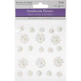 MULTICRAFT Imports INC Paper Flowers 21/PKG, White W/Pearl