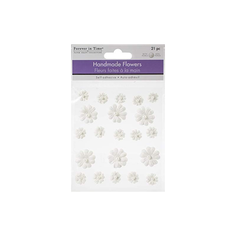 MULTICRAFT Imports INC Paper Flowers 21/PKG, White W/Pearl
