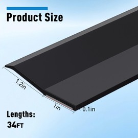HOMWMPA Garage Door Seal Top and Sides, 34FT TPE Garage Door Seal with Adhesive-Backed, Weatherproofing Garage Door Seals with Nails and Lids in Black
