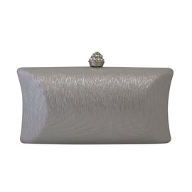 Chicastic Rhinestone Crystal Clasp Hard Box Wedding Evening Bag Bridal Cocktail Clutch Purse Silver