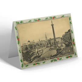 CHRISTMAS CARD - Vintage London - Trafalgar Square & National Gallery (a)