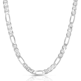 Savlano 925 Sterling Silver Italian Solid Figarucci Figaro Mariner Flat Link Chain Necklace For Men & Women - Made in Italy Comes Gift Box (18, 5.5mm)