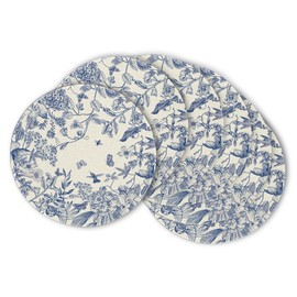 Artoid Mode Watercolor Monochrome Sketch Birds and Flowers Spring Round Placemats Set of 6, 14 Inch Summer Round Table Mats for Dining Decoration