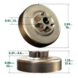 Clutch Drum Sprocket kit 3/8" 7T Washer E-Clip Needle Bearing Spark Plug Compatible with STIHL MS290 MS310 MS360 MS390 029 036 039 Chainsaw Accessories Replacement Parts 1125 160 2002 1125 640 2000