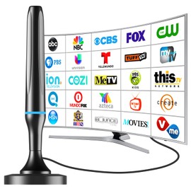 Digital TV Antenna for Smart Tv Indoor Antenna for Tv Without Cable with Strong Magnetic Base,360° Reception Digital HDTV Antenna for Local Channels-Supports 4K 1080p -10FT Long Cables