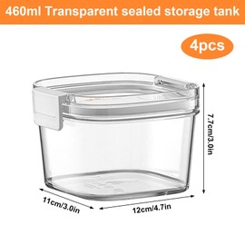 Set of 4 Storage Containers - Storage Jars with Lid, Airtight, Kitchen Storage & Organisation, Plastic Kitchen Organiser for Cereals, Spices, Sugar (460 ml)
