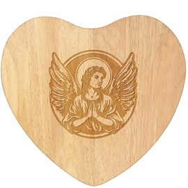 'Angel in Circle Frame' Wooden Heart Shaped Chopping/Cutting Board (WB00078171)