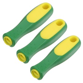 M METERXITY 3-Pack Rubber File Handle, 4.33 Inch Ergonomics Medium Handles with Strong Metal Rings 0.36" Rectangular Hole File Handles for 10" File/Screwdriver [Yellow Green]