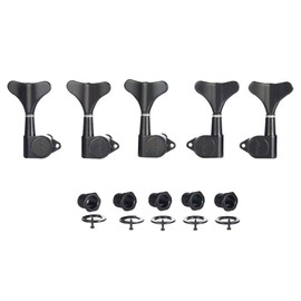 KAISH 5 String 3R2L 18:1 Sealed Bass Tuners Bass Guitar Tuning Keys Tuning Machine Heads for Ibanez/Yamaha Style Acoustic/Electric Bass Black