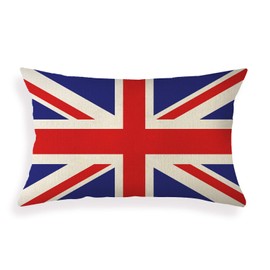 Ogiselestyle British Lumbar Pillow Cover 12x20 Inch Home Decor Union Jack Pillow case Cotton Linen Cushion Cover