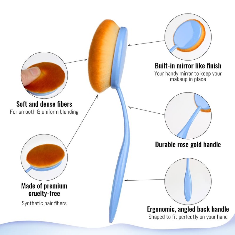 Yoseng Oval Foundation Brush, Large Toothbrush Makeup Brushes Fast Flawless