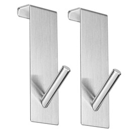 OfficeTree 2 x Door Hooks for Hanging Made of Stainless Steel - Flip Chart Door Hooks as Flipchart Holder Door for Flipchart Paper Including 2 Markers - Clothes Hooks for Hanging - Door Hook Inside