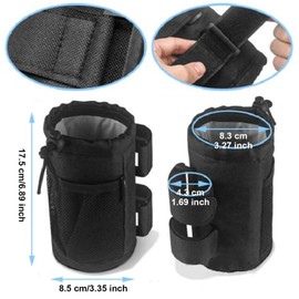 Paifeancodill Water Bottle Holder for Bike Handlebar With Adjustable Shoulder Strap - Bottle Carrier Pouch for Hiking, Camping (Black)
