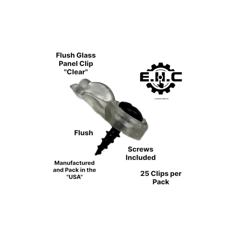 Glass Cabinet Panel Retainer Clips with Screws 25 Clips (Choose