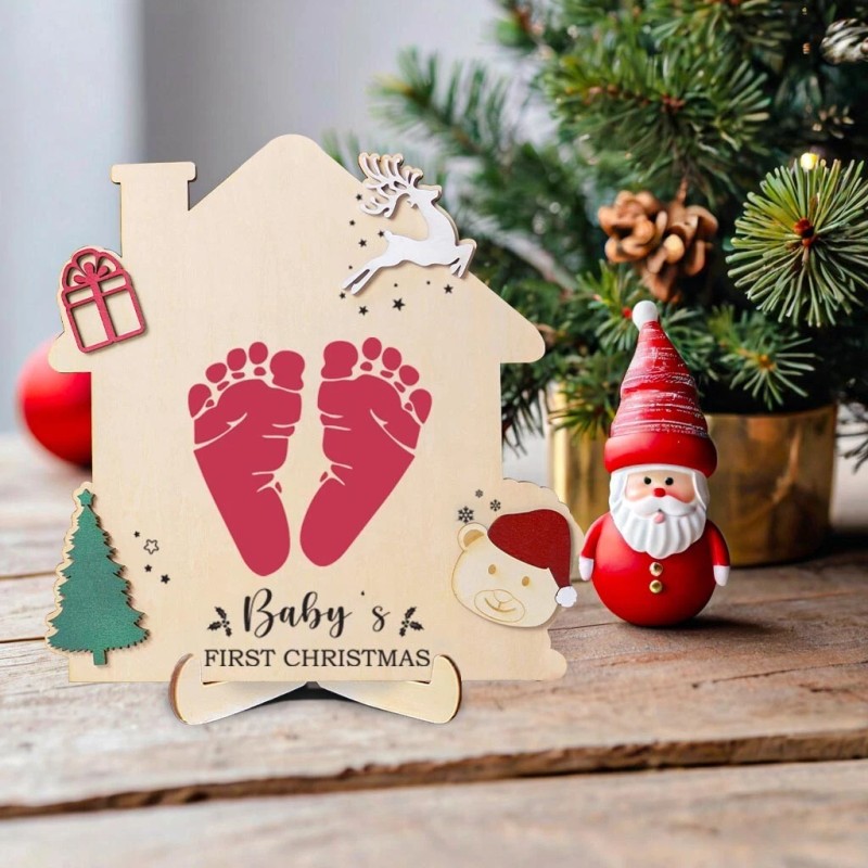 Lawrence Frames Baby First Christmas Gift DIY Wooden Footprint Frame