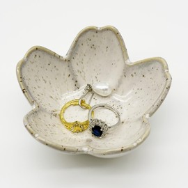 Soporte para Anillos, Bandeja de Joyería de Cerámica, Soporte para Baratija para Mesa de Noche de Baño, Tazón Decorativo Pequeño (Gris)