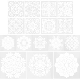 Lurrose 16 Piezas Plantillas De Pintura Mandala Reutilizables Plantillas De Dibujo Diy En Pet Para Manualidades Decoración De Pared Muebles Y Álbum De Recortes 5.90X5.90X0.03In