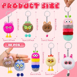 Equsion 30 Pcs Mini Keychain Bulk Party Favors Keychains End of The Years Gifts Bag Purse Charm Bag Stuffers Prizes(Quirky)