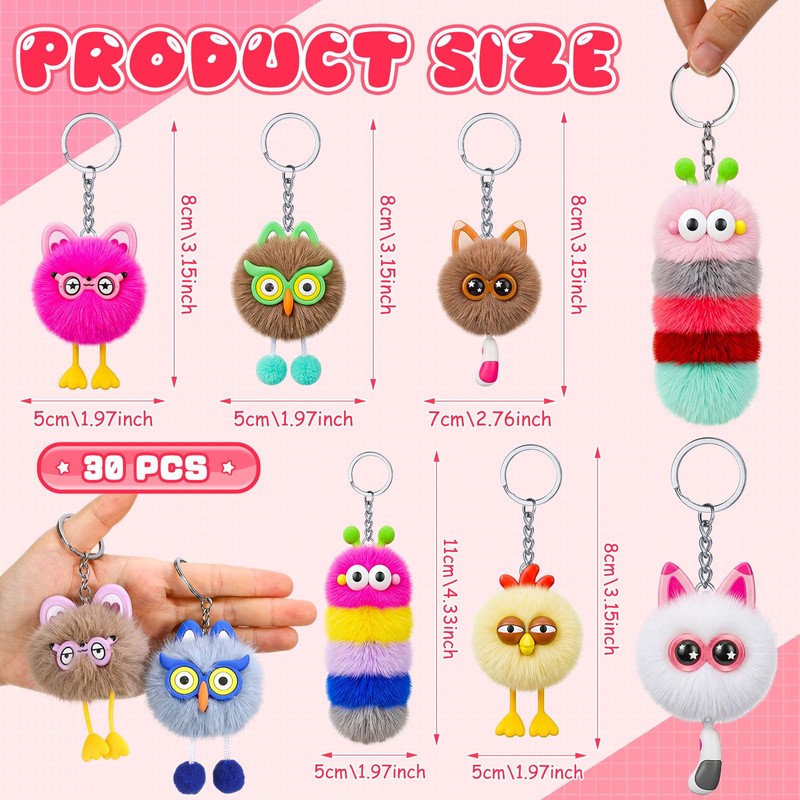 Equsion 30 Pcs Mini Keychain Bulk Party Favors Keychains End