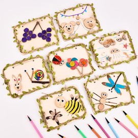 Wood Craft Kits DIY for Kids, 2pcs Nature Wooden Crafts Unfinished Gift for Daughter Son Christmas Birthday Present Art Bulk Craft Plaque, Grapes and Butterfly