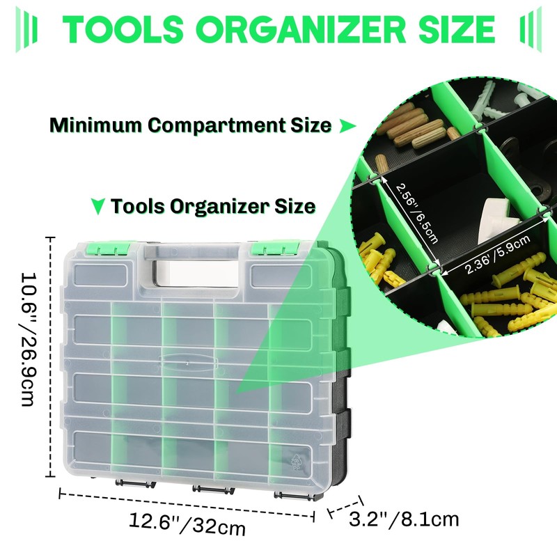 weyleity Small Parts Organizer | Storage Case Tools Box 34-Compartments