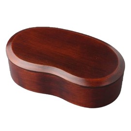J-kitchens Wooden Bento Box, Hollow Out Bean Shape, 1-Tier, Lacquer, 7.1 x 3.9 x 2.2 inches (18 x 10 x 5.5 cm), 15.9 fl oz (450 ml)