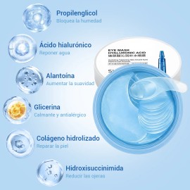 🔥 2pcs parches hydrogel contorno ojos acido hialuronico mixta parches de hidrogel mascarillas faciales  Vitaminas y Minerales