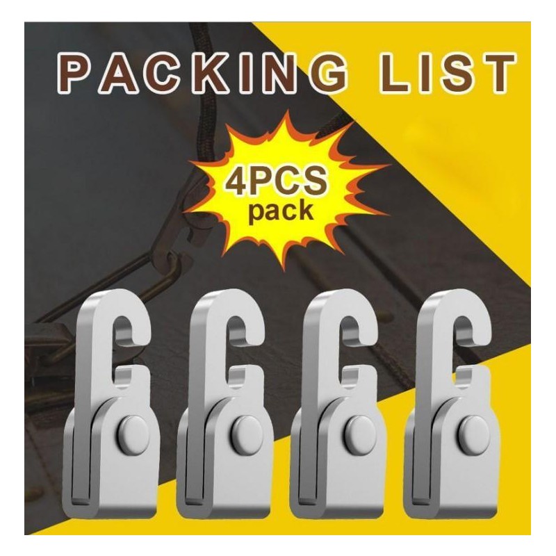 4PCS Automatic Lock Hook Self Locking Easy Tighten Rope Kit