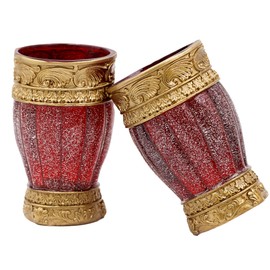 LUANT Vintage Red Bathroom Accessories, 5Piece Bathroom Accessories Set, Bathroom Set Features, Soap Dispenser, Toothbrush Holder, Tumbler & Soap Dish - Golden Glossy - Bath Gift Set