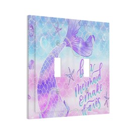 Purple Mermaid Tail Scales 2 Gang Double Toggle Outlet Light Switch Cover Wall Plate Electrical Faceplate Decorative Dual Device Switchplate