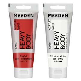 MEEDEN Acrylic Paint Scarlet Red: 100ml Heavy Body Acrylic Paint Tube Bundled with Additional Titanium White Colour for Model Pumpkin Enamel Rock DIY
