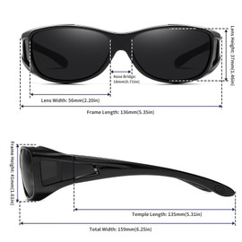 GEGURI Fit Over Glasses Polarized Sunglasses for Men & Women, Stylish Wrap Around Design Sun Glasses UV400 Protection