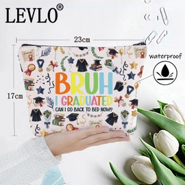LEVLO Graduation Makeup Bag Graduation Class Gift Bruh I Graduated Can I Go Back To Bed Now Graduate Toiletry Bag Congratulations Graduation Merch, Bruh I Graduated Bag, 0