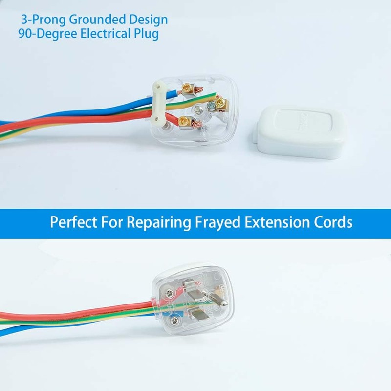 NEMA 5-15P Right-Angle Replacement Plug (White) – 125V 10A Angled