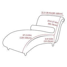 TDHLW Printed Armless Chaise Lounge Indoor Slipcover Stretch Chair Covers for Living Room Bedroom Stretch Armless Lounge Chaise Slipcover, One Size,Dark Gray,2pc
