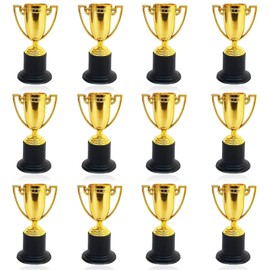 12Pcs Trophy Cup, Mini Trophies, Gold Trophy and Medals Classroom School Award Party Rewards Competition Ceremony Used for Various Competition Rewards (9.9 * 9.9)