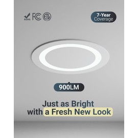 Sunco 6 Pack 6 Inch LED Slim Eclipse Ultra Thin Canless Lights, Ceiling Recessed Lighting with Metal Junction Box, 900 LM, Selectable CCT 2700K/3000K/4000K/5000K/6000K, 14W, Dimmable ETL