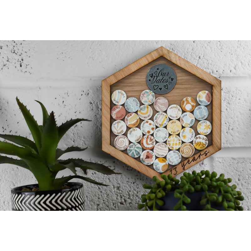 13 Year Anniversary Date Night Hanging Frame: 30 Interactive Date