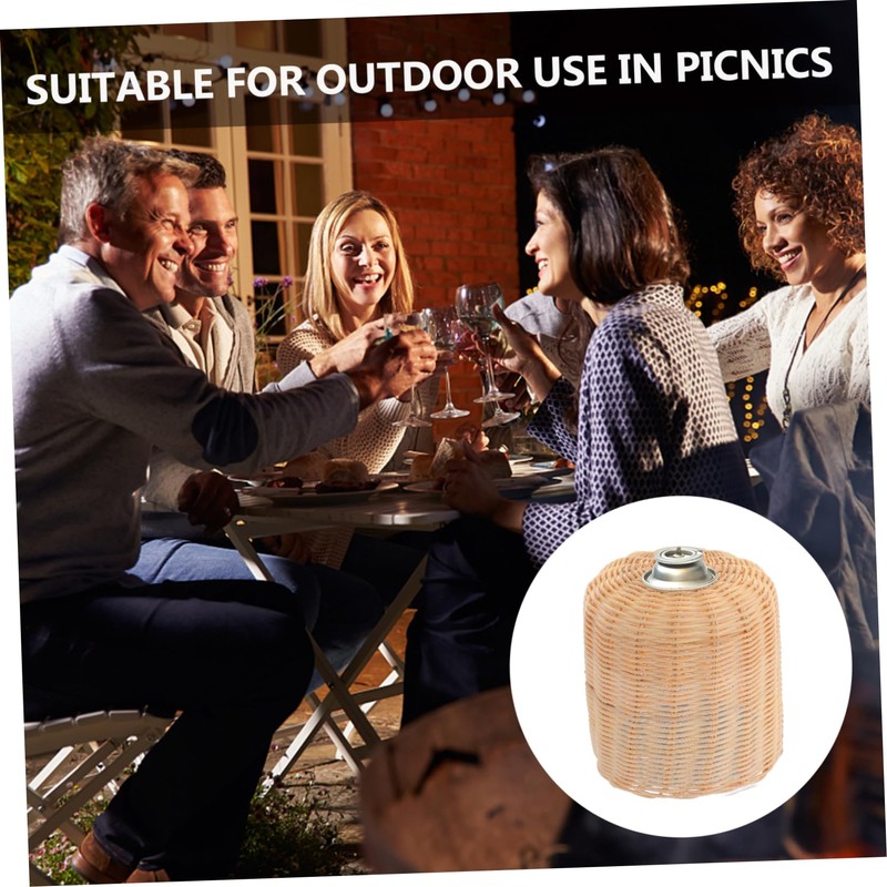 SUPVOX Rattan Gas Canister Cover Outdoor Camping Protector for Flat